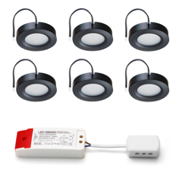 Set Led opbouwspot Adria zwart 3W dimbaar IP44 3-6 stuks - thumbnail