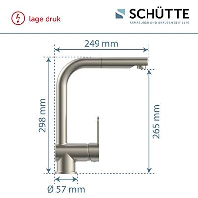 LONDON ééngreepsmengkraan keuken,lage druk, met uittrekbare sproeier, roestvrij staal lage druk kraan - alleen geschikt voor lage druk boilers/kleine accumulatoren (onder wastafel model) hoge uitl