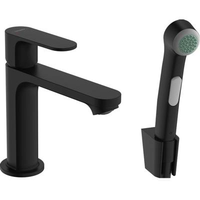 Hansgrohe Rebris S bidetset m. 1-gats wastafelkraan 110 z. waste m. handdouche m. doucheslang 160cm mat zwart 72215670 Hansgrohe Rebris S bidetset m. 1-gats wastafelkraan 110 z. waste m. handdouche m. doucheslang 160cm mat zwart 72215670