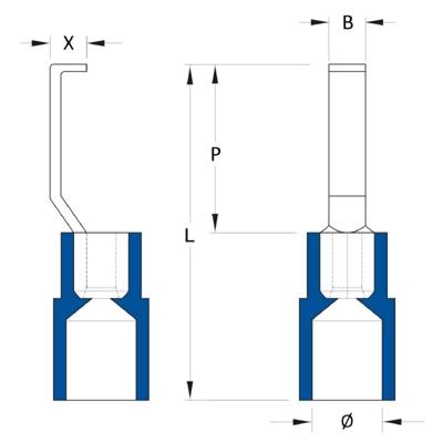 Weidmüller 1312450000 Haakkabelschoen Haakvormig 1.5 mm² 2.5 mm² Deels geïsoleerd Blauw 100 stuk(s) Piece