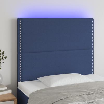 Hoofdbord LED 90x5x118/128 cm stof blauw - thumbnail
