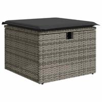 7-delige Loungeset met kussens poly rattan grijs - thumbnail