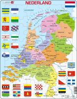 Larsen legpuzzel kaart nederland met provincies en vlaggen, 48st. - thumbnail