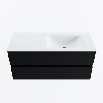 MONDIAZ VICA 110cm badmeubel onderkast Urban 2 lades. Wastafel CLOUD rechts zonder kraangat, kleur Talc.