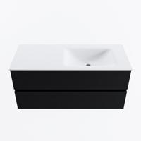 MONDIAZ VICA 110cm badmeubel onderkast Urban 2 lades. Wastafel CLOUD rechts zonder kraangat, kleur Talc. - thumbnail