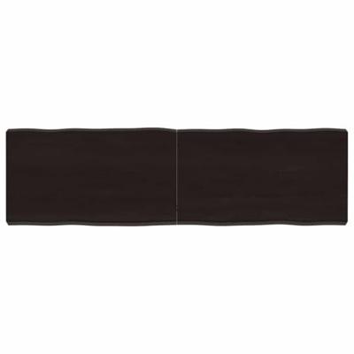 Tafelblad natuurlijke rand 140x40x(2-6)cm eikenhout donkerbruin