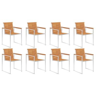 Tuinstoelen 8 st massief acaciahout en roestvrij staal