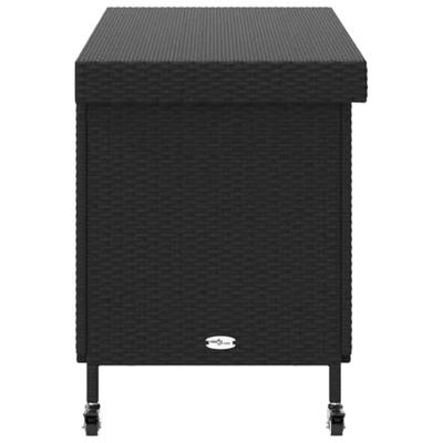 Tuinbox met wielen 110x55x73 cm poly rattan zwart Tuinbox met wielen 110x55x73 cm poly rattan zwart