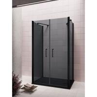 Douchecabine Lacus Giglio Evo Saloon 2 Klapdeuren Rookglas Zwart (alle maten x2 zijwanden) - thumbnail