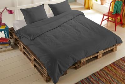 HIP Dekbedovertrek "uni dessin" - Antraciet - (240x200/220 cm) - Katoen Satijn