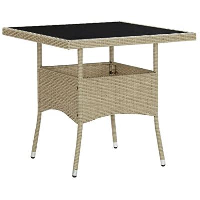 VidaXL Tuintafel poly rattan en glas beige