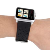 Dot Pattern Leren bandje - Zwart - Geschikt voor Apple Watch 38mm / 40mm / 41mm / 42mm - thumbnail