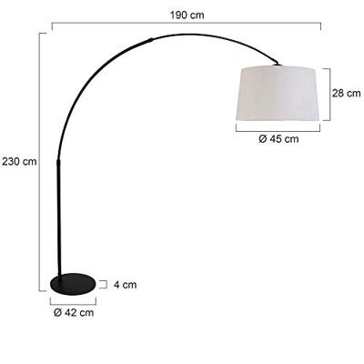 Steinhauer BooglampStresa zwart met effen wit lampenkap - 9828ZW