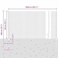 VidaXL Hek met paal zilver 1,5 x 10 m staal - thumbnail