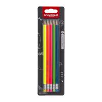 Bruynzeel grafietpotlodenset neon, 5 hb potloden met gum - thumbnail