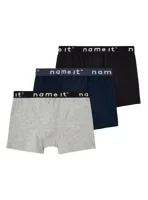 Name it 3-pak jongens boxershorts - Basic - Katoenen jongens onderbroeken - Zwart - Grijs - Donkerblauw - thumbnail