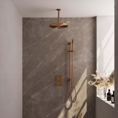 Copper Edition thermostatische inbouw regendouche 3-weg omstelling set 42, koper geborsteld PVD