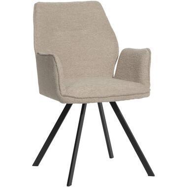 Eetkamerstoel Raffy met armleuningen - stof Time - zand - Leen Bakker