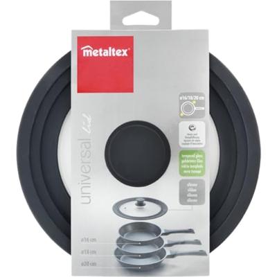 Metaltex Pannendeksel 16-20 cm Glas/Silicone/Zwart