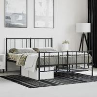 Bedframe met hoofd- en voeteneinde metaal zwart 150x200 cm - thumbnail