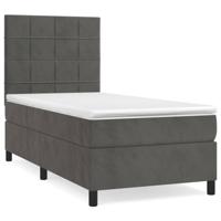 Boxspring met matras fluweel donkergrijs 90x200 cm - thumbnail