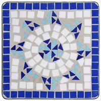 Bijzettafel mozaek keramiek blauw en wit - thumbnail