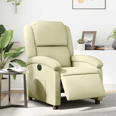 Fauteuil elektrisch verstelbaar echt leer crèmekleurig
