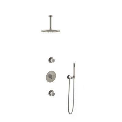 Hotbath Buddy - Inbouw Regendoucheset - 2 Stopkranen - Thermostatisch - Plafondbuis 15 cm - Hoofddouche 250 mm - Staafhanddouche - Waterbesparend - V02