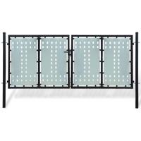 Zwarte enkele deur schuttingpoort 300x125 cm - thumbnail