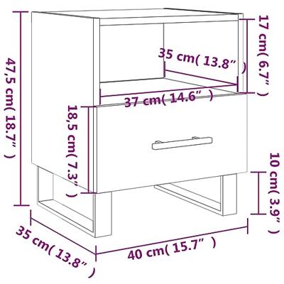 Nachtkastjes 2 st 40x35x47,5 cm bewerkt hout grijs sonoma eiken