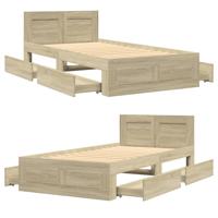 Bedframe met hoofdeinde bewerkt hout sonoma eiken 100x200 cm - thumbnail