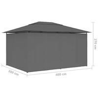VidaXL Tuinpaviljoen met gordijnen 4x3 m antraciet - thumbnail