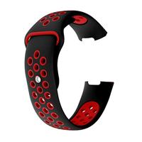 Fitbit Charge 3 & 4 siliconen DOT bandje - Rood / Zwart - Maat: Large - thumbnail