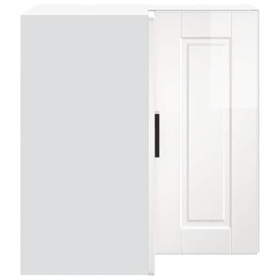 Keukenwandhoekkast Porto bewerkt hout hoogglans wit