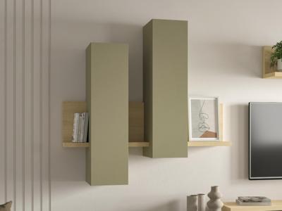 Muurkast BOTSWANA 2 deuren lindberg eik/eucalyptus groen