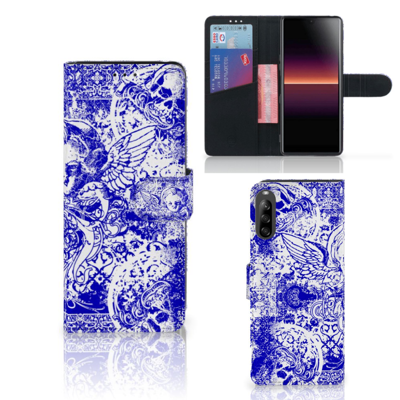 Telefoonhoesje met Naam Sony Xperia L4 Angel Skull Blauw Telefoonhoesje met Naam Sony Xperia L4 Angel Skull Blauw