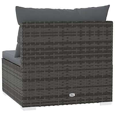 Tuinmiddenbank met kussens poly rattan grijs