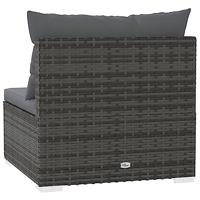 Tuinmiddenbank met kussens poly rattan grijs - thumbnail