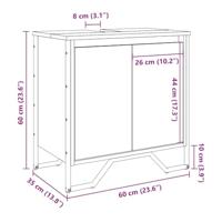 Wastafelkast 60x35x60 cm bewerkt hout bruin eikenkleurig - thumbnail