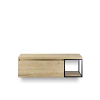 Frozen Badmeubelset 140 cm - Greeplijst in kleur - Zwart Frame - Wastafel Bovenblad Natuur Eik - thumbnail