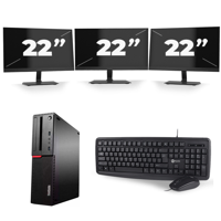 Lenovo ThinkCentre M710s SFF - Intel Core i5-7e Generatie - 8GB RAM - 256GB SSD - Windows 11 + 3x 22 inch Monitor - thumbnail