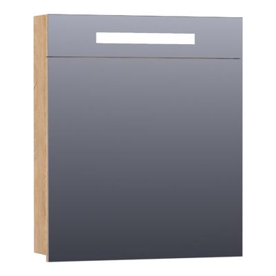 Brauer Promise Spiegelkast - 60 cm - met Directe Verlichting - 1 Linksdraaiende Enkelzijdige Spiegeldeur - Forest Tan