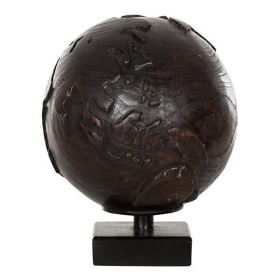 MUST Living Decoratie 'Wereldbol' Teakhout, kleur Zwart