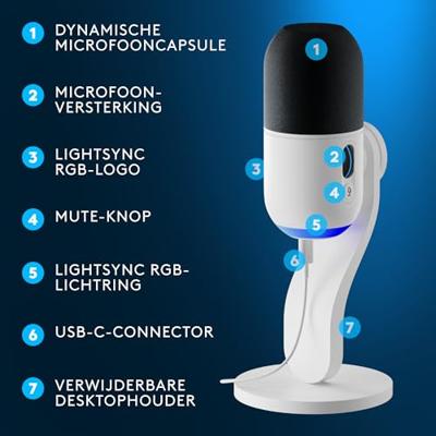 Een premium RGB-gamingmicrofoon aangedreven door LIGHTSYNC, met een aangepaste dynamische capsule en geavanceerde software, Mid-range Capsule Een premium RGB-gamingmicrofoon aangedreven door LIGHTSYNC, met een aangepaste dynamische capsule en geavanceerde software, Mid-range Capsule