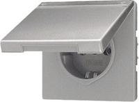 Jung wandcontactdoos 1-voudig met randaarde en Klapdeksel edelstaal ES 1520 NKL - thumbnail