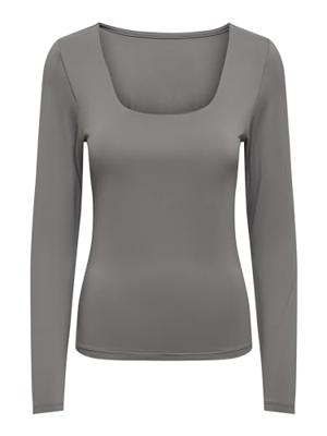 Only 15302647 Onlea L/s Deep Neck Top Jrs Noos T-shirt Lange Mouw Thunderstorm