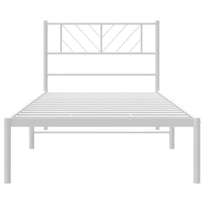 Bedframe met hoofdbord metaal wit 90x190 cm