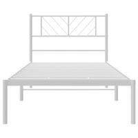 Bedframe met hoofdbord metaal wit 90x190 cm - thumbnail
