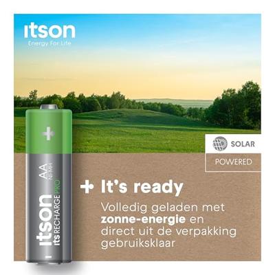 ITSON, gebruiksklare AA Pro oplaadbare NiMH-batterijen, 2500 mAh, verpakking van 8, ideaal voor camera's, gamecontrollers, kinderspeelgoed, HHR6-2500IT/8CP