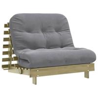 Futon slaapbank met matras 100x206x11 cm gempregneerd hout - thumbnail